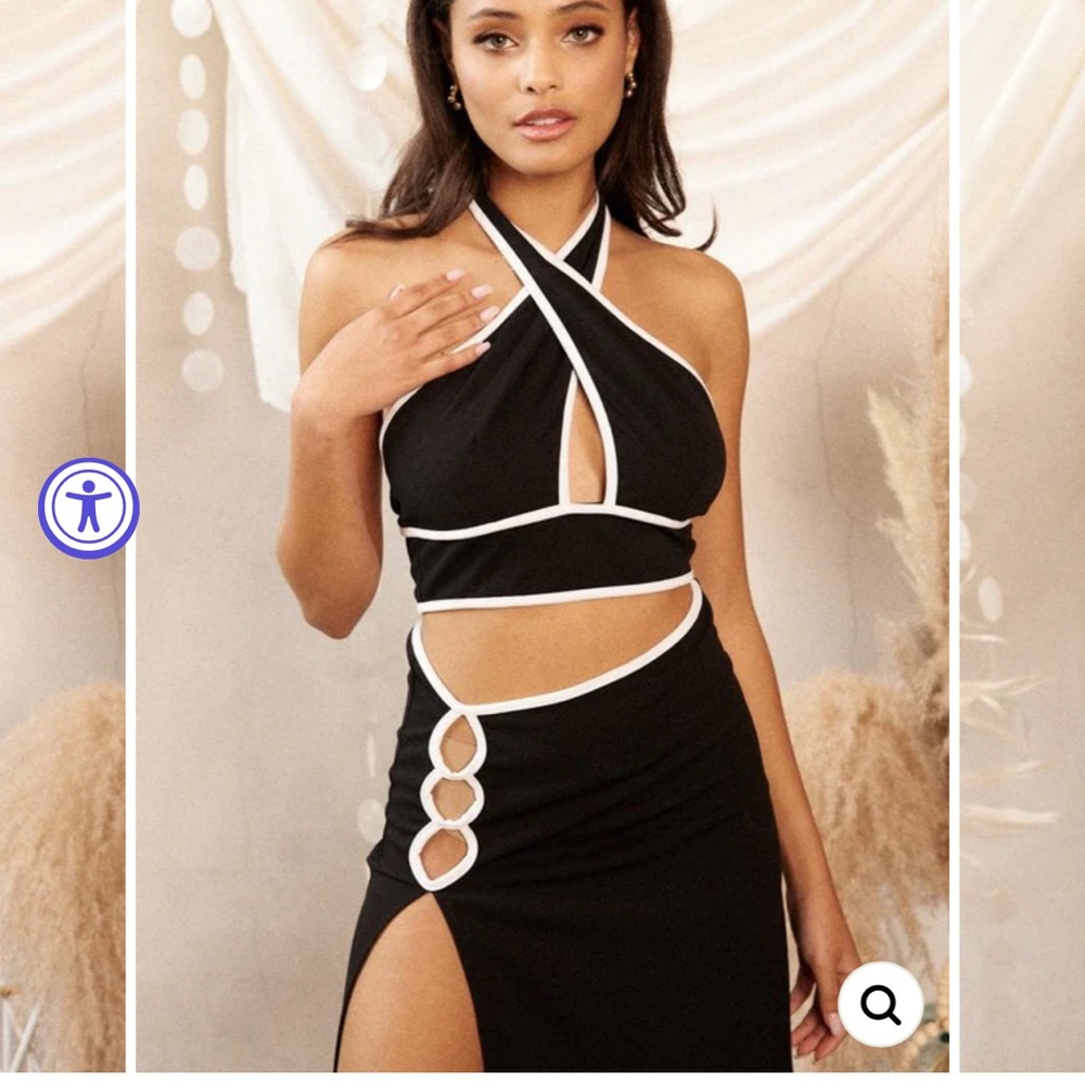 Black & white halter cut out set